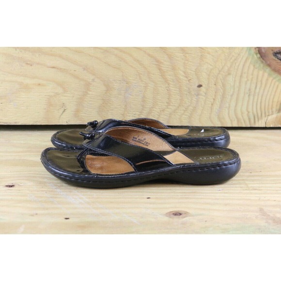 Born Handcrafted Women's Size 7 Black Footwear Leather Thong Toe Slide Sandal - Picture 2 of 7